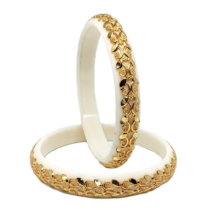 Tanvi J Plastic Gold Plated Shakha Pola Bangle Set for Women - Image 2