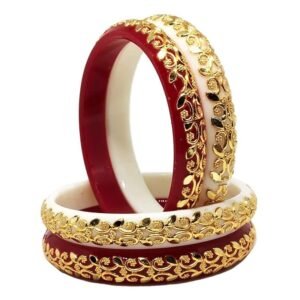 Tanvi J Plastic Gold Plated Shakha Pola Bangle Set for Women