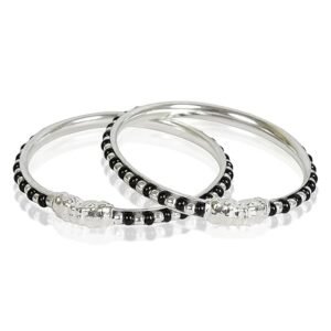 IRA&PEU Silver unique trendy black beads nazariya kids bangle bracelet (weight 11gram)