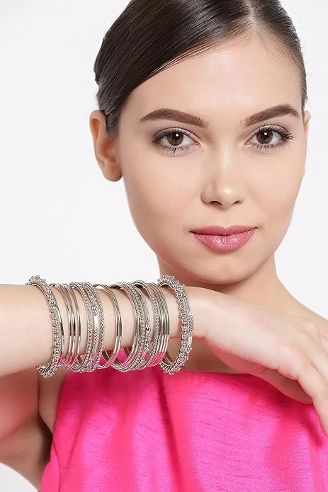 YouBella Antique Look Jewellery Silver Plated Traditional Bracelet Bangles for Women